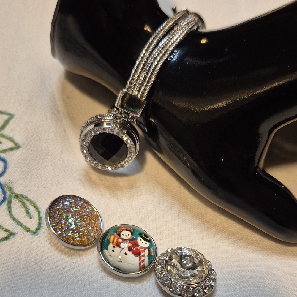 Silver Charm Bracelet with Four Changeable Charms